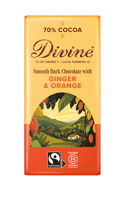 Divine 70% Dark Chocolate with Ginger & Orange